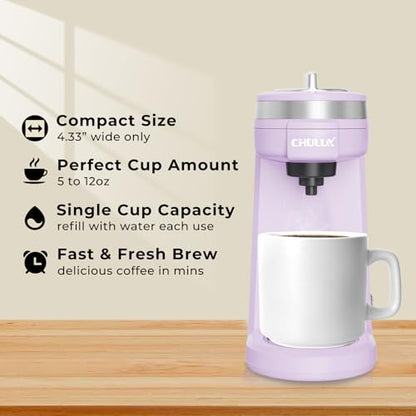 CHULUX Mini Coffee Maker for K Capsule, Single Serve Coffee Maker for One Cup Americano, Lightweight Pod Coffee Machine, Lavender - color: Lavender