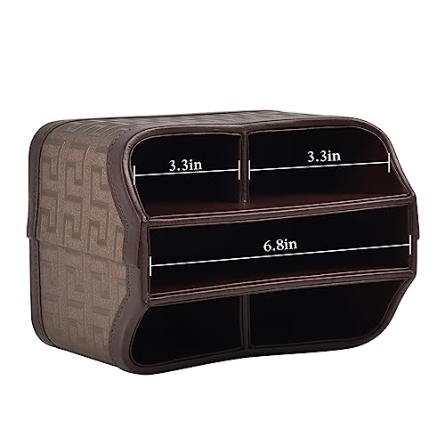 Leather Remote Control Holder 360°Rotatable,Bedside Nightstand Phone Caddy,Office Supplies Storage Box,Desk Organizer for TV Remote Controllers,CD,Pen,Mail,Media Player,Tablets(Coffee Gold) - color: Coffee Gold