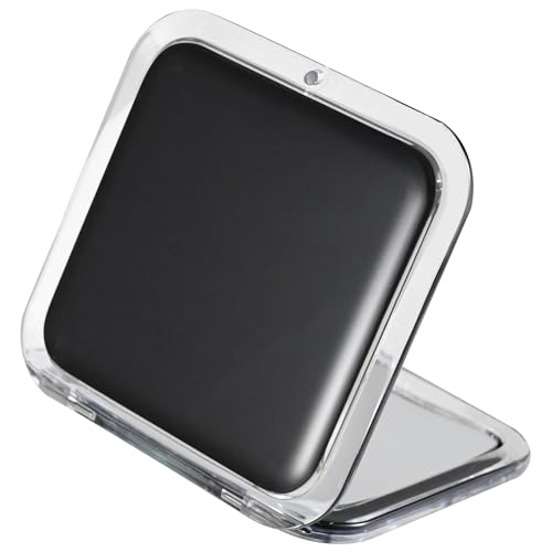 MIRRORVANA 30X Compact Magnifying Mirror for Travel, Handheld and Foldable Square Design - Lightweight Mini Pocket-Sized Magnified Mirror, Ideal for Purse or Handbag Use - 3.3" x 3.3" (Black)