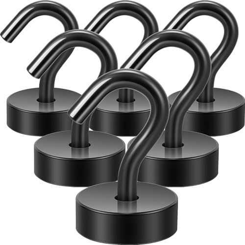Neosmuk Magnetic Hooks Steel Tube Design for Cruise,30lb+ Black,6 Pack | Cruise Ship Essentials,Heavy Duty Magnett Hooks for Cabins, Refrigerator, Grill, Hanging, and Travel Extra Strong Must-Haves - color: Black, size: 30lb Magnetic Hooks