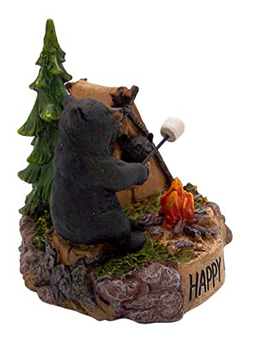 Wowser Rustic Home Decor- Black Bear Camping Duo Figurine - 4.75 Inches