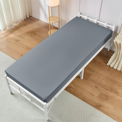 VACVELT Cot Fitted Sheet, 31 x 75 Inch Silver Grey Cot Sheets, Ultra Soft and Breathable Microfiber Bed Cover Snug Fit for Narrow Twin/RV Bunk/Camper Bunk/Guest Beds/Trifold Mattress - color: Silver Grey