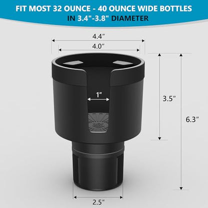 Seven Sparta Cup Holder Expander with Phone Holder & Cable Access, 3-in-1 Car Organizer, Side Storage Box for Phone/Cards, Compatible with Yeti, Owala, Hydro Flasks & Large Bottles Mugs in 3.4"-3.8" - size: Medium