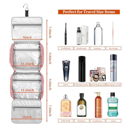 Bosidu Hanging Travel Toiletry Bag,Large Capacity Cosmetic Travel Toiletry Organizer for Women with 4 Compartments & 1 Sturdy Hook,Perfect for Travel/Daily Use/Christmas - color: M-Red