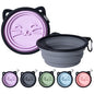 2Pack Silicone Collapsible Dog Bowls, Cute Pet Ear Shape and Cat Graphic Travel Water Bowl Full of Pet Atmosphere 25oz Portable Feeder for Small Large Dog Walking Hiking Camping (Purple and Grey) - color: Purple and Grey