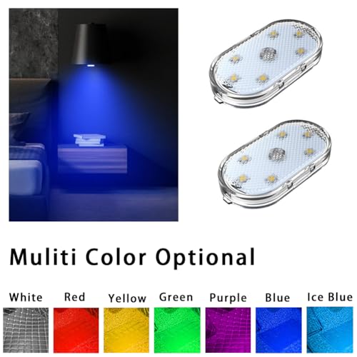 Mini LED Closet Light Touch Light Rechargeable Cabinet Lighting | Multi Color Wireless USB Rechargeable Magnetic LED Light for Bedroom Wardrobe Counter Kitchen (4Pcs/Pack) (Ice blue) - color: Ice blue