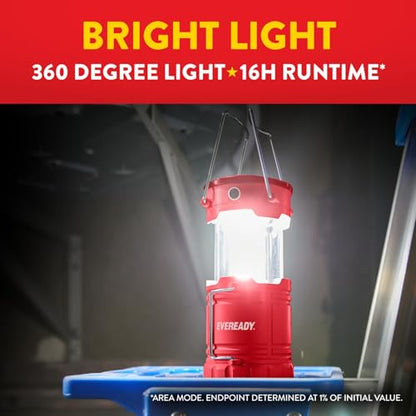 Eveready LED Camping Lantern 360 PRO (12-Pack), Super Bright Tent Lights, Rugged IPX4 Water Resistant LED Lanterns, 100 Hour Run-time (Batteries Included) - color: Red, size: 12 Pack