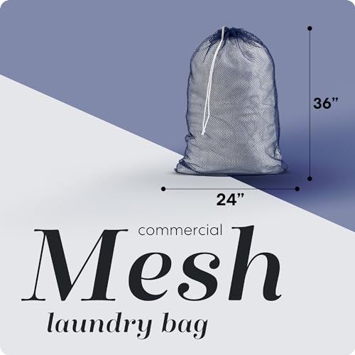 Handy Laundry Mesh XL Laundry Bag - Durable, Machine Washable with Secure Drawstring Closure - Perfect for College Dorms, Laundromats, Apartments (Navy, Large 24" x 36") - color: Navy
