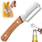 NEW Premium Vegetable Peeler with Wooden Handle and Bottle Opener: 2-in-1 Stainless Steel Kitchen Tool for Fruit Apple Potato Pumpkin Papaya (1Pcs) - color: 1Pcs