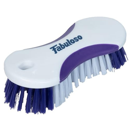 Fabuloso Cleaning Brush, Compact Hand Scrub Brush with Easy Grip Rubber Texture for Kitchen, Bathroom, Tile, Baseboards and Floors, Firm Bristles for Indoor Surface Cleaning, White & Purple, 6 Inch - size: Hand-Held Scrub Brush