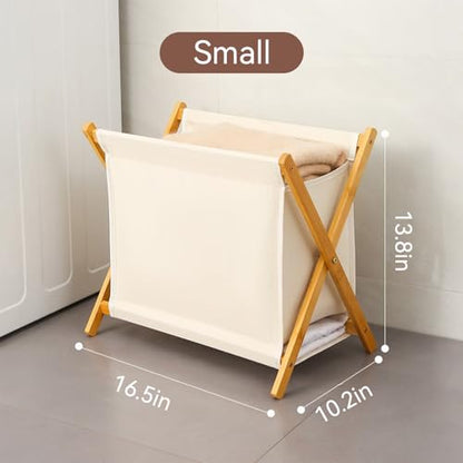 DUMDUM Simple, Eco-Friendly Foldable Laundry Hamper with X-Frame, Multi-Size for Dorm, Bedroom, RV(Beige, Small) - size: Small