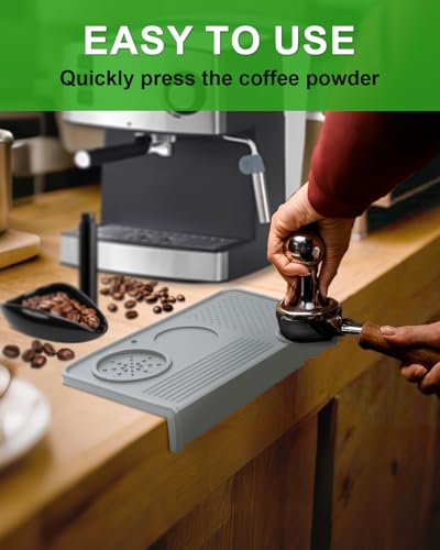 Upgraded Silicone Tamping Mat & Brush, Tamper Mat for Espresso Machine, Waterproof Heat Resistant Tamp Station for Home Baristas Tools, Gray - color: Gray
