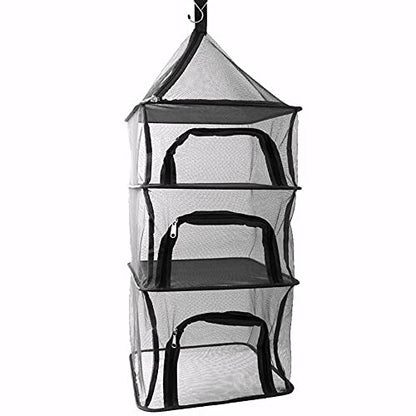 Desy & Feeci Camping Dry Net-4 Layer Outdoor Hanging Foldable Drying Rack, Camping Organizer Mesh Dryer Storage for Home Picnic BBQ Tableware/Dishes/Food/Vegetables/Fruit/Clothing (Black-Rectangle) - style: Black-Rectangle