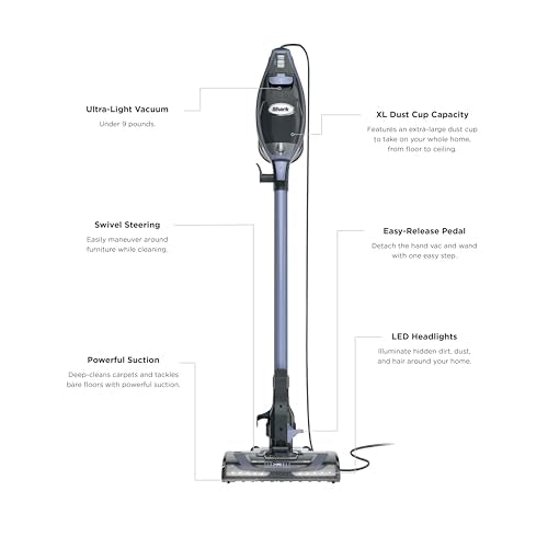 Shark Rocket Pro DLX | Corded Stick Vacuum | Removable Hand Vacuum, Advanced Swivel Steering, XL Dust Cup Capacity | Crevice Tool, Upholstery Tool & Anti-Allergen Dust Brush | Gold | HV371GD - color: Gold