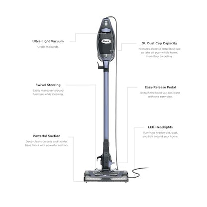 Shark Rocket Pro DLX | Corded Stick Vacuum | Removable Hand Vacuum, Advanced Swivel Steering, XL Dust Cup Capacity | Crevice Tool, Upholstery Tool & Anti-Allergen Dust Brush | Gold | HV371GD - color: Gold