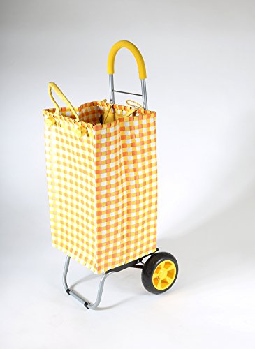 dbest products Trolley Dolly Shopping Grocery Foldable Cart Storage Mom, Blue Polka Dot - color: Yellow Basket Weave, style: Cart