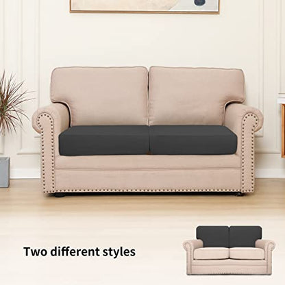 Easy-Going Stretch Individual Loveseat Couch Cushion Cover Sofa Cushion Furniture Protector Sofa slipcover Soft Flexibility with Elastic Bottom (2-piece Loveseat Cushion Cover, Dark Gray) - color: Dark Gray, size: 2-piece