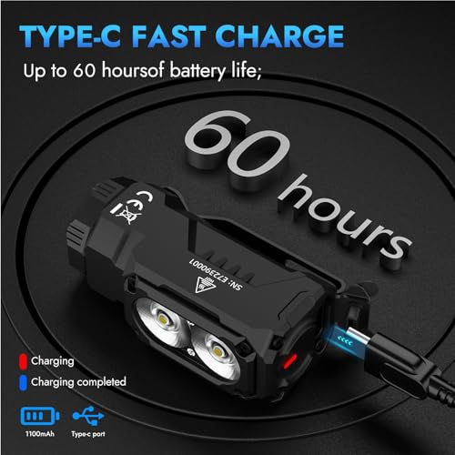 WUBEN E7 1800 Lumen Rechargeable Mini Flashlight with Magnet - Super Bright 6 Modes EDC Flashlight, Typ-C Rechargeable LED; IP68 Pocket Flashlight for Headlamp Use, Rescue, Camping - color: Black LBG