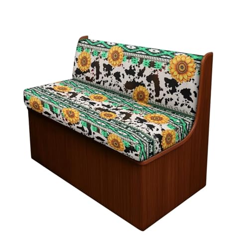 RV Dinette Cushion Covers - Aztec Cow Sunflower Dustproof Camper Sofa Replacement Couch Cushion Slipcovers Washable Camper Seat Bench Protector for Travel Trailer Couch - color: Aztec Cow Sunflower