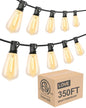 Lightdot 350FT Outdoor String Lights, LED Bistro String Lights with Shatterproof ST38 Bulbs, 2200K Dimmable, Waterproof Hanging Lights for Porch, Party, Garden, Backyard, Balcony - size: 350 ft
