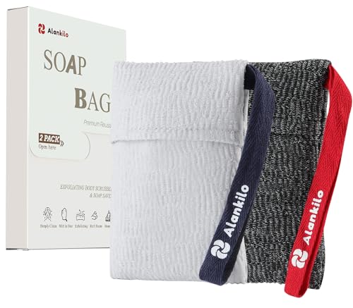 2 Pieces Soap Bags for Soap Bars, Exfoliating Soap Saver Bags, Foaming Bar Soap Pouches for Use in Baths or Showers (Gray) - style: A Grey