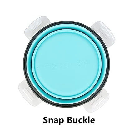 CCyanzi 3piece Round Collapsible Bowl with Lids, Silicone Food Storage Containers, Microwave & Freezer Safe, Space Saving for Kitchen Cabinet and Camping Backpack,(Blue Gray) - color: blue with gray