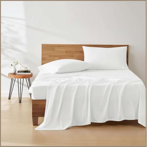 Luxury 4 Piece Rv King Sheet Set, Ultra Soft Microfiber Sheets with Deep Pockets, Fits Mattresses up to 15 Inches, 72" x 80", White Solid