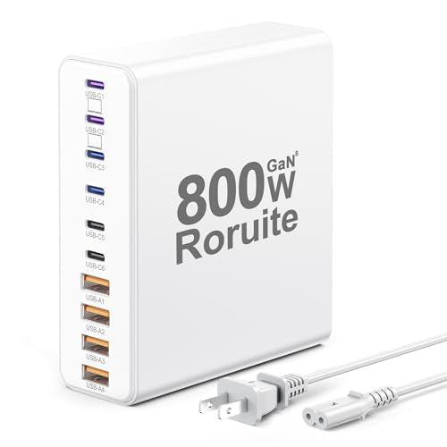 800W USB C Charging Station, 120W PD GaN5 Super Fast USB C Charger Block-10 Port, Type C for PC Laptop MacBook Pro/Air Charger Compatible with iPhone 17 16 15 14 13 12 Pro Max, iPad, Galaxy - color: White