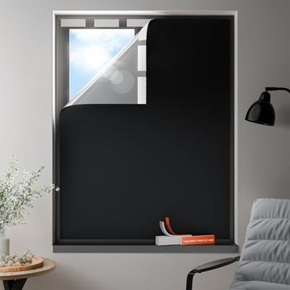 100% Blackout Curtains, Portable No Drill Window Shades, DIY Blackout Window Cover with Hook and Loop, for Bedroom, Baby Nursery, Travel, DormRoom, Apartment (42" x 60") - size: 42"W x 60"H