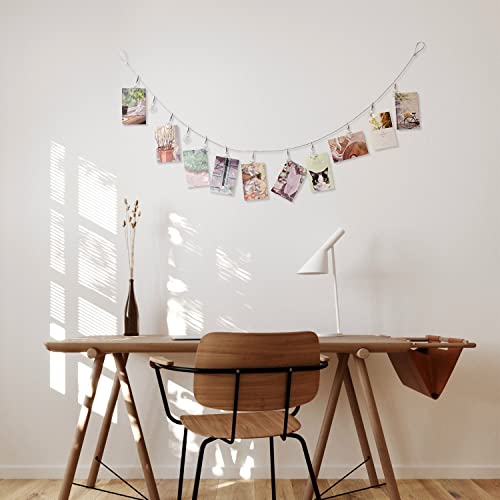 Multi-Purpose Steel Wall Hanging Photo Display Cable Wire Rod with 12 Adjustable Clips for Hanging Photos Notes Postcard and Artworks (Flower) - size: Flower