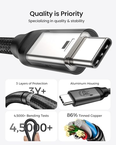 Silkland USB C Monitor Display Cable 6.6FT [4K@144Hz/60Hz 8K@30Hz], USB C 3.2 Gen 2x2 Video Cable, 20Gbps Data Transfer, 240W PD Fast Charge, Compatible with iPhone 16, MacBook Pro, iPad - size: 6.6 Feet