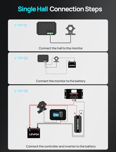 ECO-WORTHY Battery Monitor with Hall Sensor, 300A Touchable Backlight Display with Programmable Alarm for 9-80V LiFePO4/AGM/Gel Battery RV Golf Cart Off-Grid Houses - size: Battery Monitor