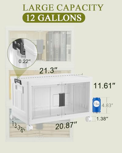 OlarHike 48QT Lockable Stackable Storage Bins with Lids - Folding Storage Boxes with Doors & Wheels, Collapsible Plastic Box for Home, Dorm, Office, Closets, School, Stackable Organizers, 6 Pack Cubes - size: 48QT-White, style: 6Pack