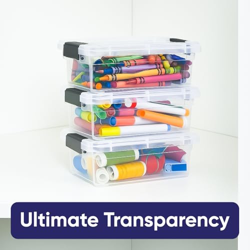 Superio Mini Storage Container Plastic Crayon Box Art Supplies and Sewing Case Stackable Clear Small Organizer for Beads, Stationery, Chalk, and Food, 0.7 Quart, 2 Pack - size: 0.7 Quarts, style: 2 Pack