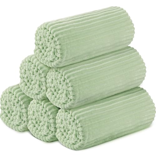 Buryeah 6 Pcs Flannel Throw Blanket Bulk 50 x 60 in Sleepover Blanket Outdoor Wedding Throw Lightweight, Oeko-tex Standard 100 Certified for Sofa Homeless Gifts (Mint) - color: Mint
