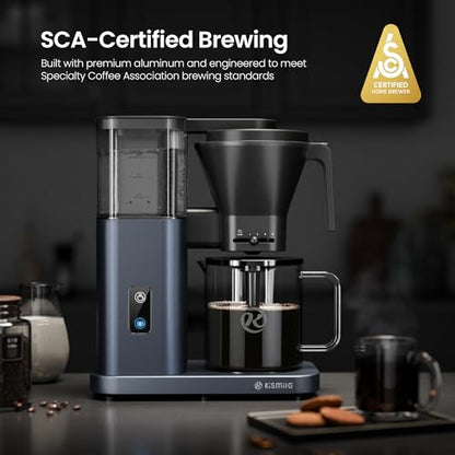 Kismile SCA-Certified 8 Cup Drip Coffee Maker, Pour Over Coffee Machine with 3s Instant Heat 197–205℉, Adjustable Flow Control, Removable Water Tank, Deep Cold Brew & 40 Min Keep Warm (Blue) - color: Glacier Blue