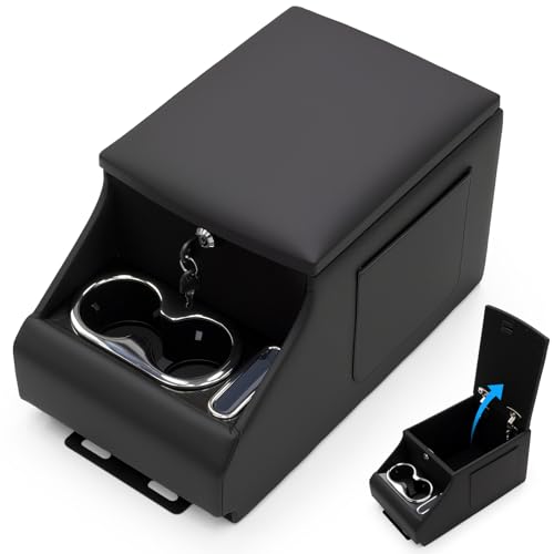 UTV Center Console Between Seat Organizer for Polaris Ranger 1000/XP/Crew 2017-2026, for Ranger XP 900/Crew 2013-2019 Seat Armrest Storage Box with Phone Holder& Dual Cup Holders with Locking - size: UTV Center Console