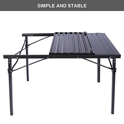 REDCAMP Roll Up Camping Tables that Fold Up, Lightweight Portable Compact Metal Camp Table for Grill Outdoor Picnic, Black Long - size: 42"Lx27.5"Wx27.5"H