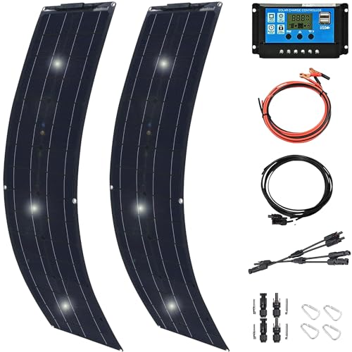 500 Watt Solar Panel Kit, with Charge Controller(40A) 2pcs 250 Watt Flexible Monocrystalline Solar Panel kit Photovoltaic Module for 12-48V Battery Charging Car Battery Camper RV - color: 500 Watt