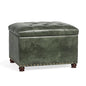 Leather Ottoman with Storage,24’’Foot Rest Ottomans with Hinged Lid Rectangle Upholstered Foot Stools Nailhead Trim for Living Room Bedroom,Green - color: Green