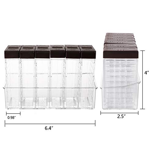 TOPZEA 12 Pcs Spice Shaker Jars, Plastic Seasoning Containers Dispenser Travel Seasoning Box with 2-in-1 Lids Empty Condiment Set for Storage Spice, Salt and Pepper, Clear