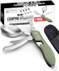 Orblue 4-in-1 Camping Utensils, 1-Pack, Portable Stainless Steel Spoon, Fork, Knife & Bottle Opener Combo Set - Travel, Backpacking Cutlery Multitool Olive Green - color: 1-PACK Olive Green