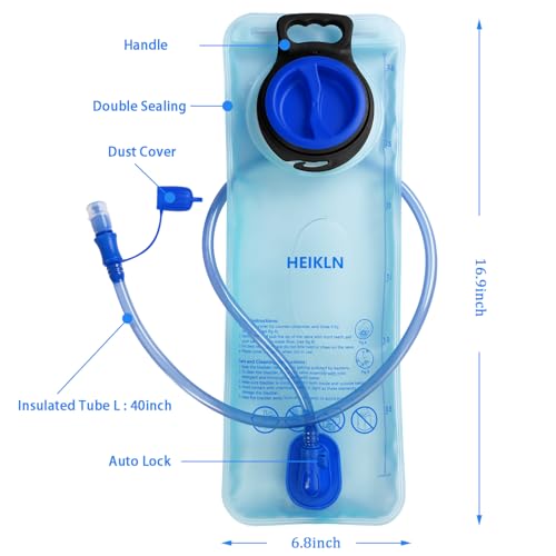 HEIKLN Hydration Bladder 1.5L-2L-2.5L-3L,Leak Proof Water Reservoir, BPA Free Military Water Storage Bladder Bag Hydration Pack Replacement Easy Clean for Bicycling Hiking Camping Hunting Running - color: 3L Blue+Green