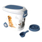 Pet Food Storage Container with Wheels Resin Capacity Dog Food Container with Slow Feeder Bowl and Scoop Easy to Move to Keep Food Fresh for Dogs, Cats, Birds（Blue&white,Quantity 1） - color: Blue&white