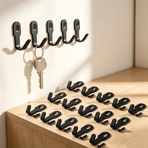 20-Pack Wall Hooks for Hanging Towel/Coat - 22LB Screw in Metal Hanger Wall Mount, for Outdoor, Closet, Door, Bathrooms, for Backpack, Robe, Black - color: 20-Pack Wall Hooks Black