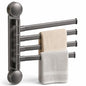 Swivel Towel Rack, 4-Arm Suction Cup Towel Holder, Thicken Aluminum Swing Out Towel Bar, Rustproof Space Saving Towel Hanger for Bathroom and Kitchen (Gun Grey)