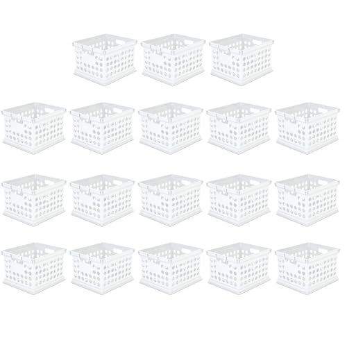 Sterilite Stackable Plastic Storage Crate Bin Organizer File Box with Handles for Home, Office, Dorm, Garage, or Utility Organization, White, 18-Pack - color: White, size: 18 Pack