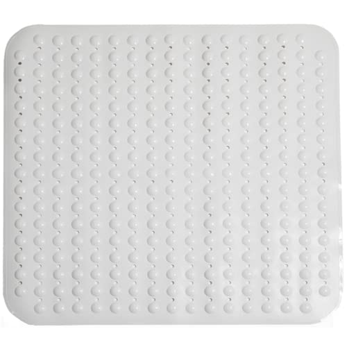 ENKOSI Extra Large Square Non Slip Shower Mat - 31 x 31-inch XL Bathroom Shower Mat - Square Shower Matts for Shower Stall Floors | Secure Suction Cups and Drain Holes (31x31 White) - color: White, size: 31" x 31" (Square)