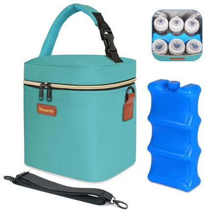 Mancro Breastmilk Cooler Bag with Ice Pack, Insulated Baby Bottle Tote Bag Fits up to 6 Bottles of up to 9 Ounces, Baby Bottle Bag for Nursing Mothers, Green - color: Green