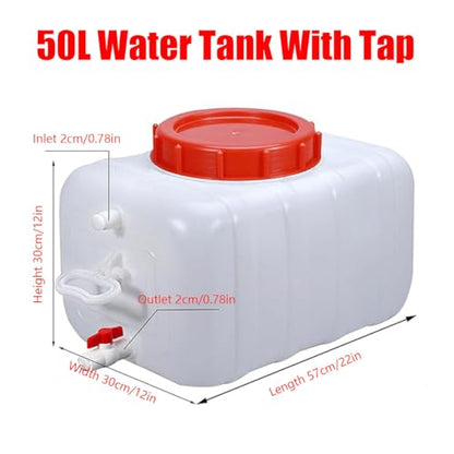 Plastic Water Tank 25L/35L/50L/80L/110L/200L Water Container，Rain Water Tank，Food-Grade Rectangular Thickened Water Tower with Faucet for Household Water Storage(Size:50L) - size: 50L